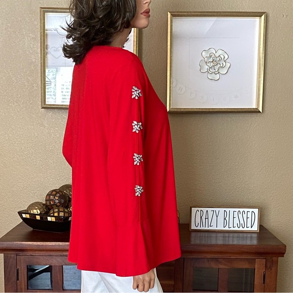 INC BEAUTIFUL CHRISTMAS BLOUSE DIAMOND STONE DETAIL - Picture 11 of 12